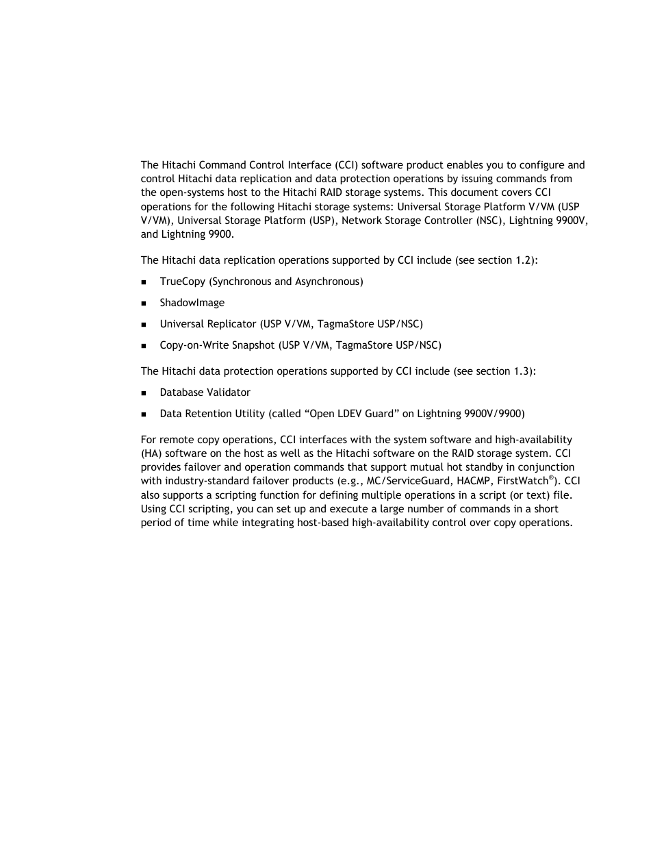 Chapter 1 overview of cci functionality, 1 overview of command control interface | Hitachi TAGMASTORE MK-90RD011-25 User Manual | Page 19 / 388