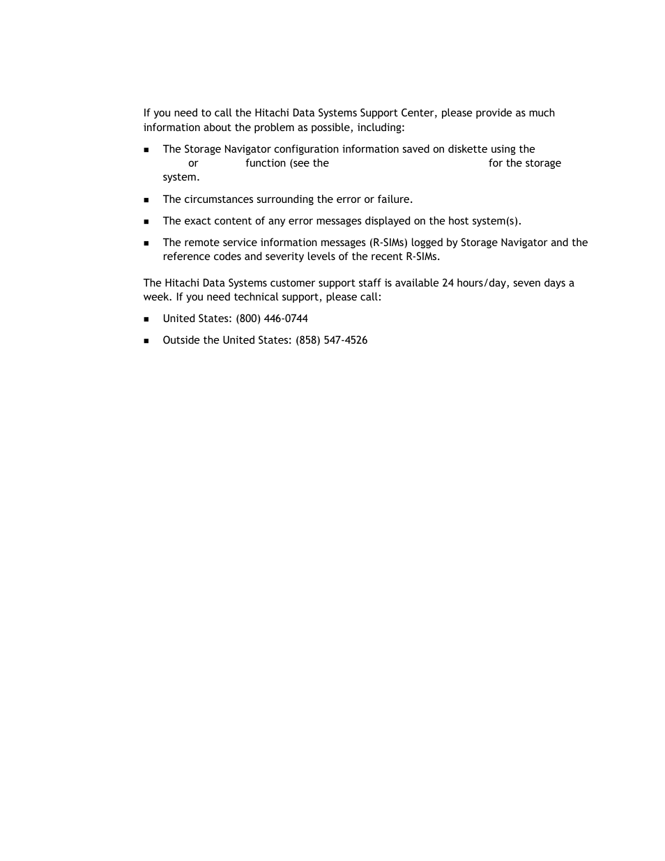 4 calling the hitachi data systems support center, Systems support center (section 5.4) | Hitachi TAGMASTORE MK-90RD011-25 User Manual | Page 369 / 388