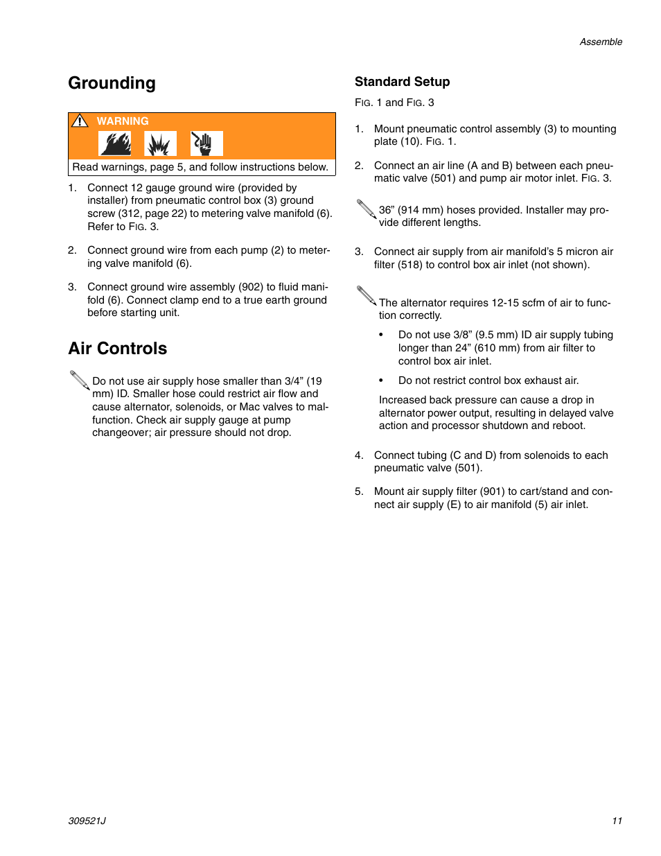 E grounding , pa, Grounding, Air controls | Hitachi XTREME MIX 309521J User Manual | Page 11 / 32