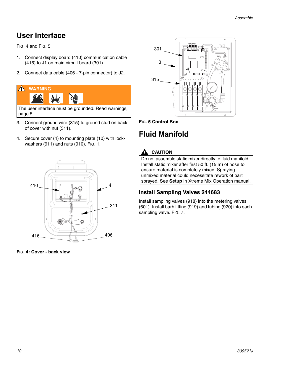 User interface, Fluid manifold | Hitachi XTREME MIX 309521J User Manual | Page 12 / 32