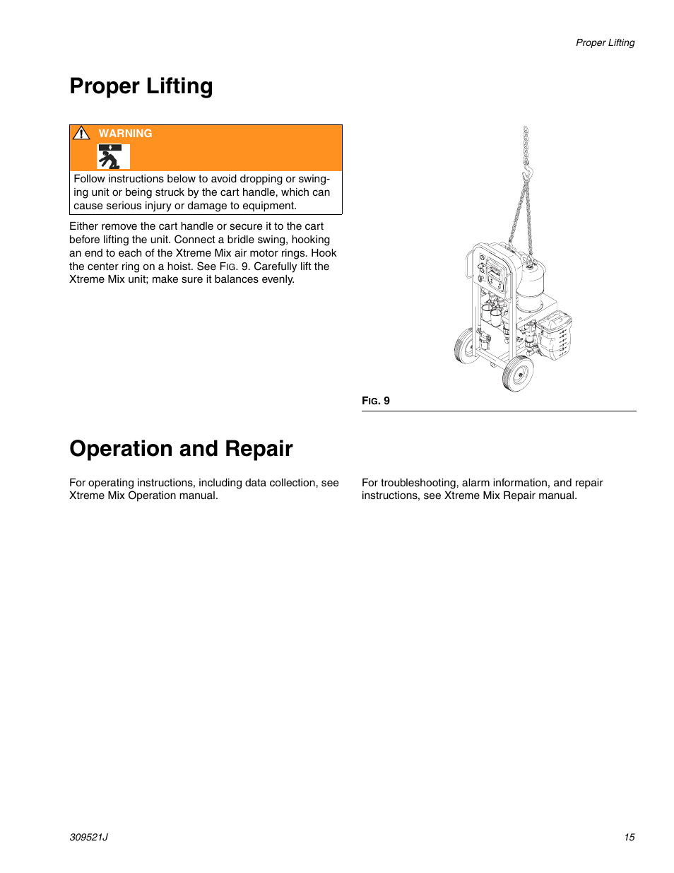 Proper lifting, Operation and repair | Hitachi XTREME MIX 309521J User Manual | Page 15 / 32