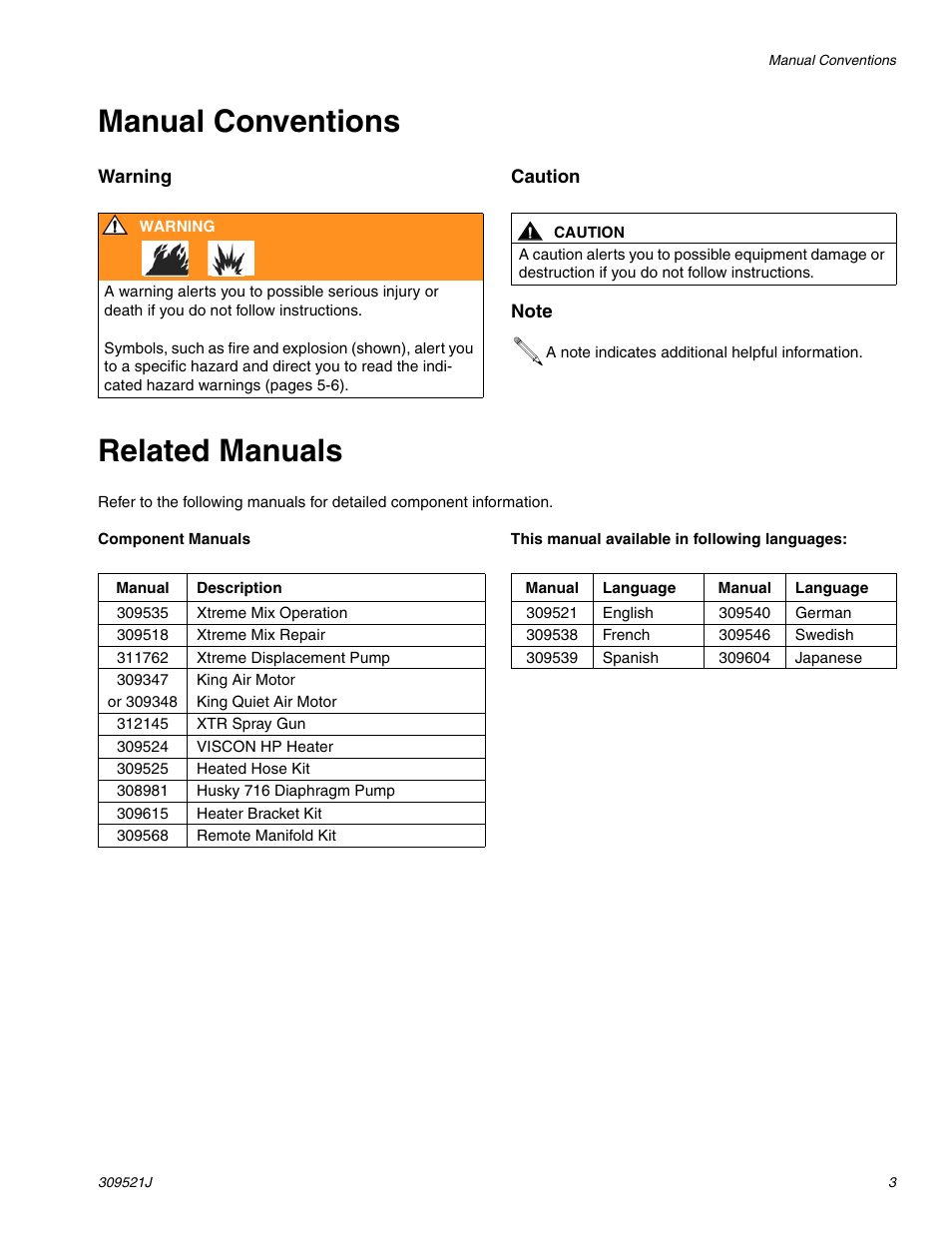 Manual conventions, Related manuals | Hitachi XTREME MIX 309521J User Manual | Page 3 / 32