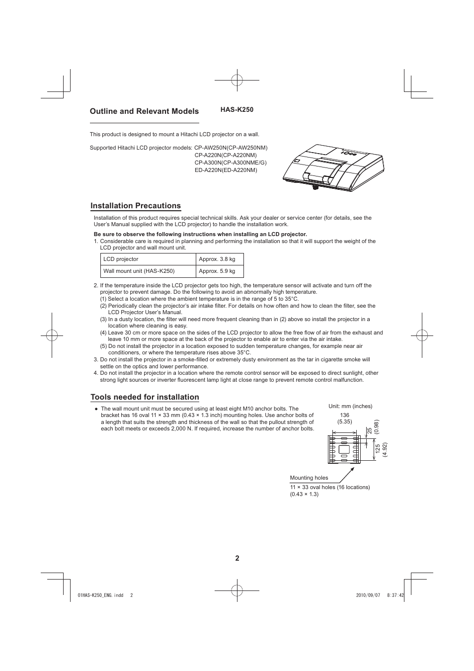Outline and relevant models | Hitachi HAS-K250 User Manual | Page 2 / 22