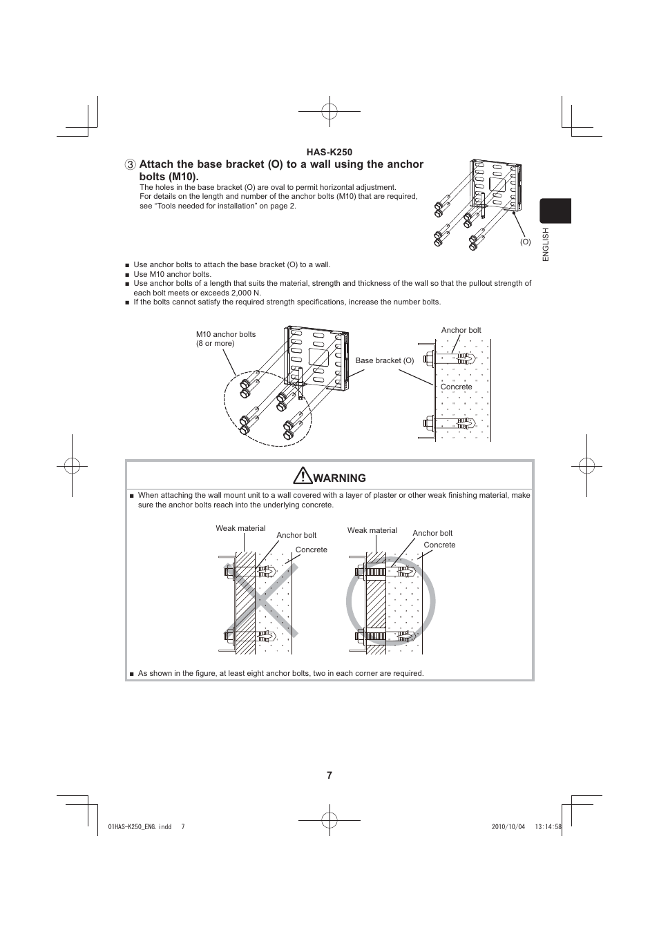 Warning | Hitachi HAS-K250 User Manual | Page 7 / 22