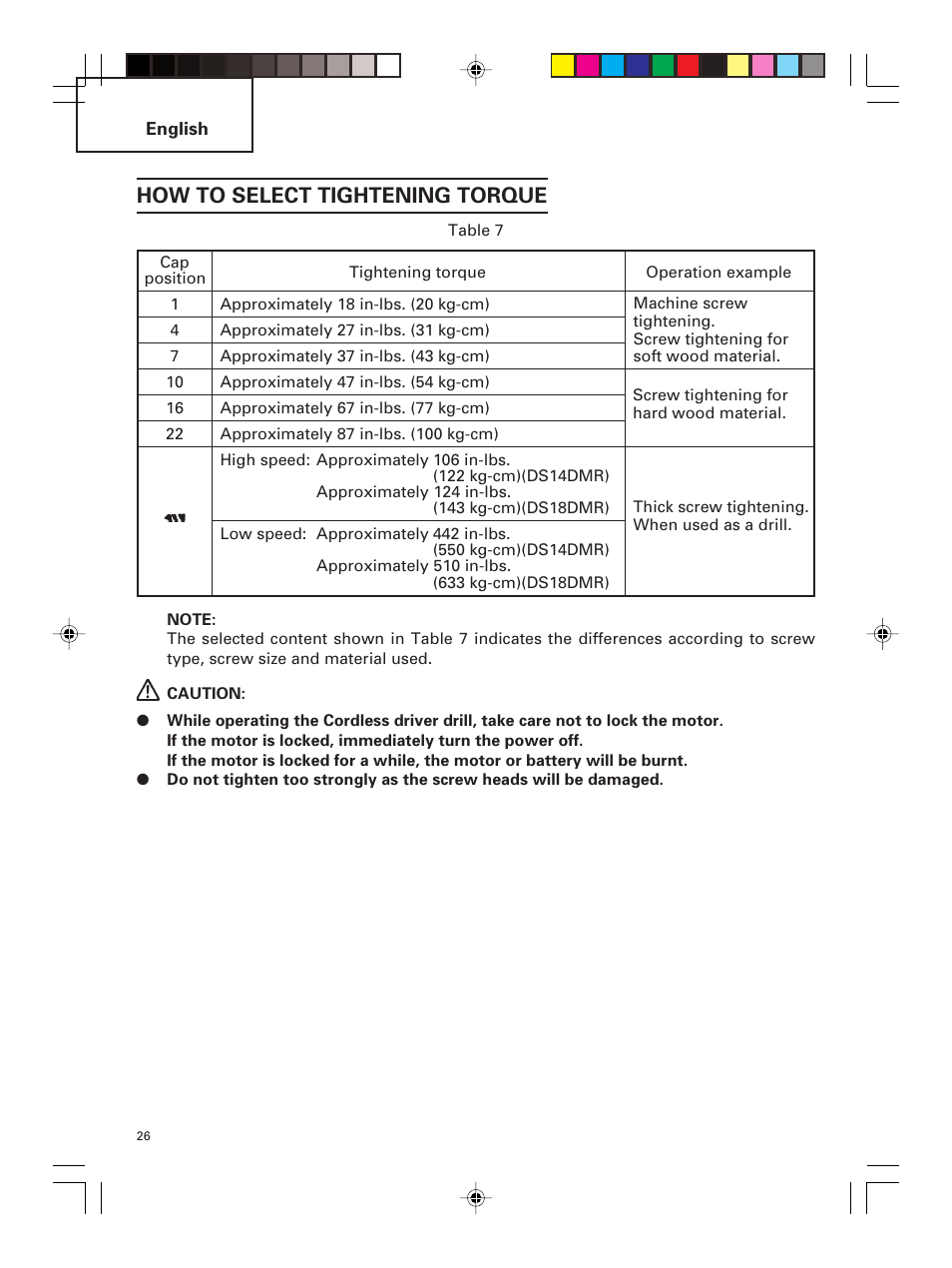 How to select tightening torque | Hitachi DS 14DMR User Manual | Page 26 / 88