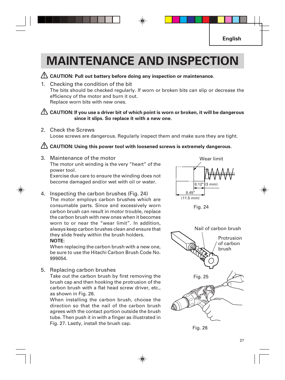 Maintenance and inspection | Hitachi DS 14DMR User Manual | Page 27 / 88