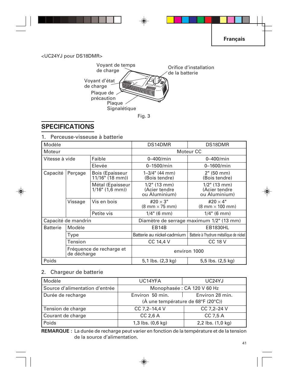 Specifications | Hitachi DS 14DMR User Manual | Page 41 / 88