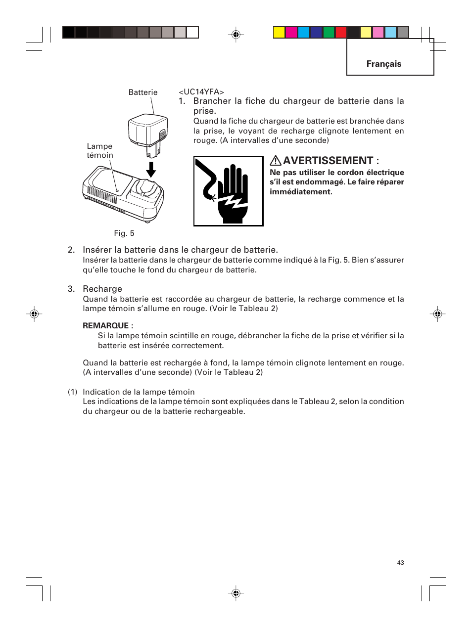 Avertissement | Hitachi DS 14DMR User Manual | Page 43 / 88