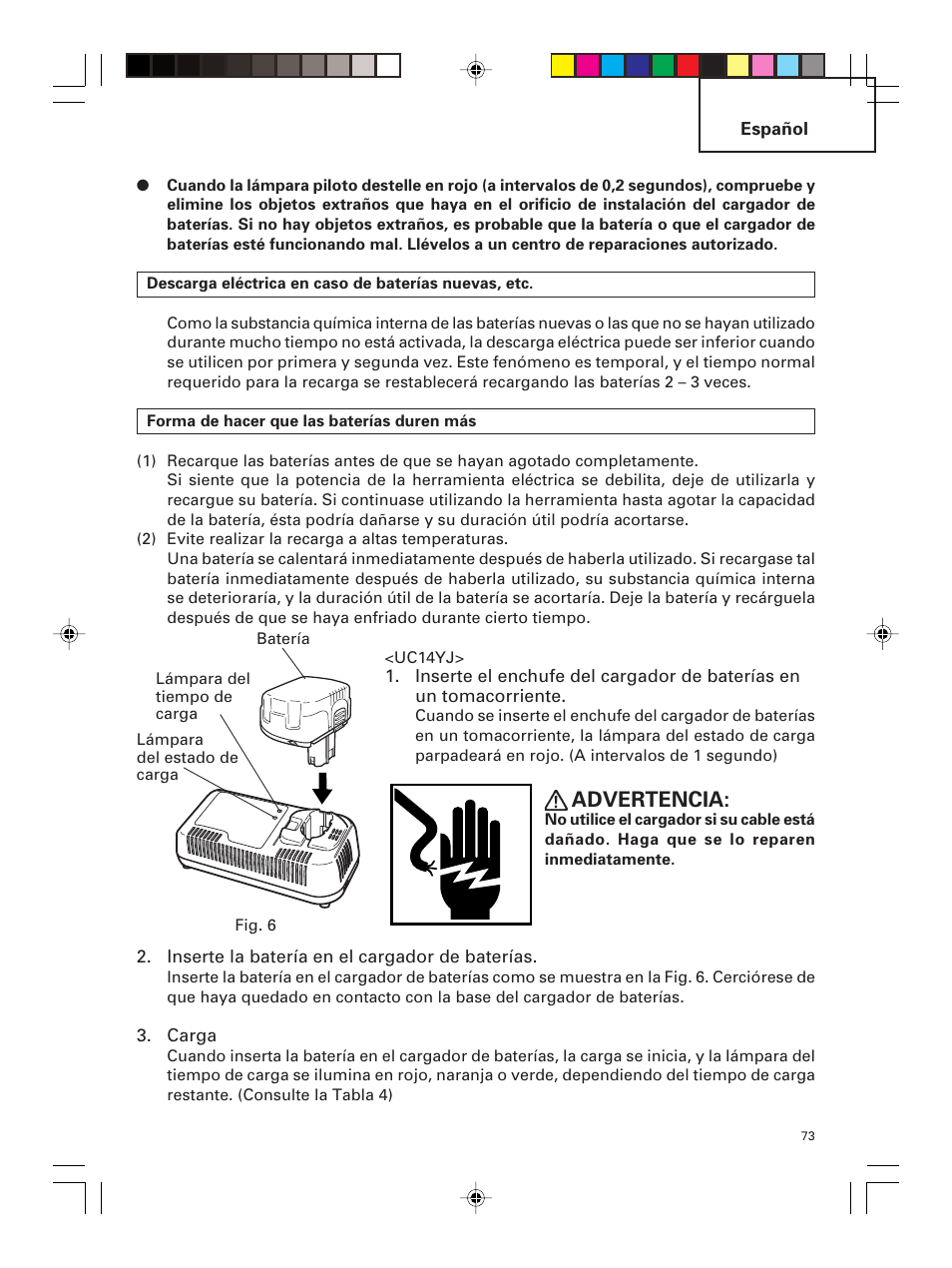 Advertencia | Hitachi DS 14DMR User Manual | Page 73 / 88
