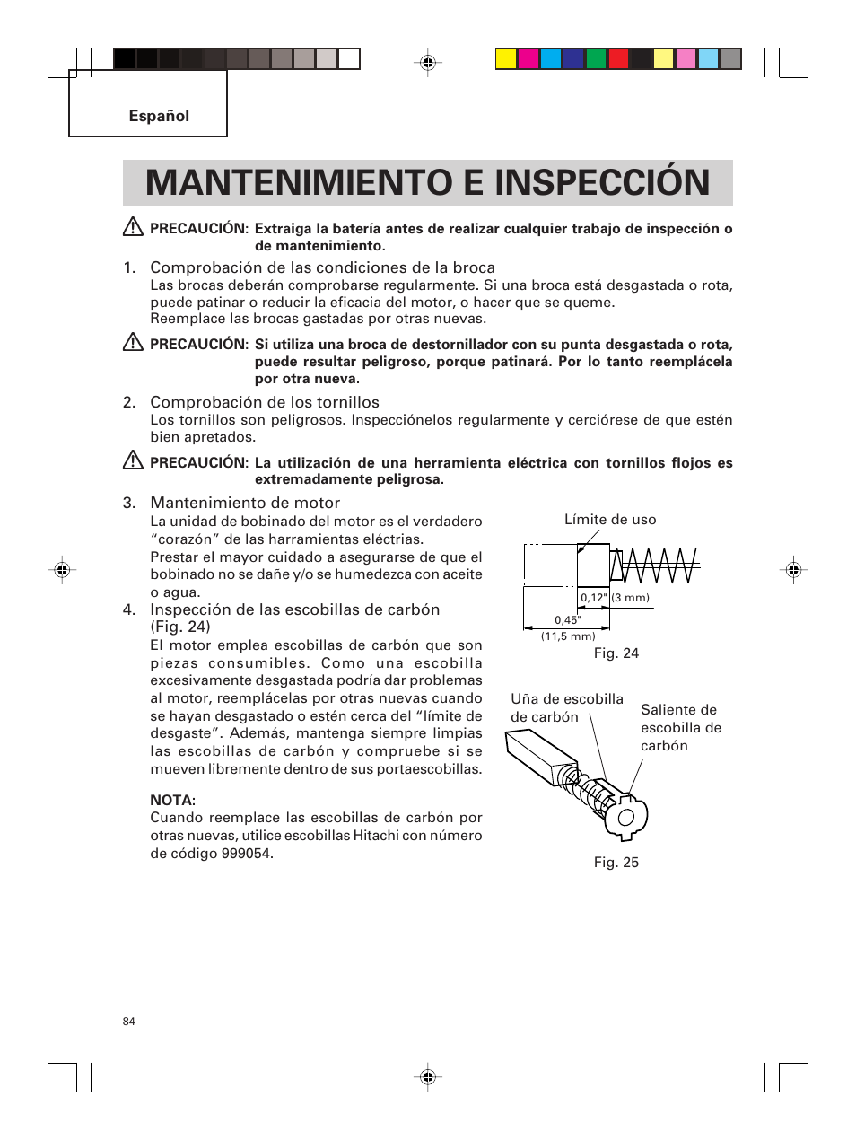 Mantenimiento e inspección | Hitachi DS 14DMR User Manual | Page 84 / 88