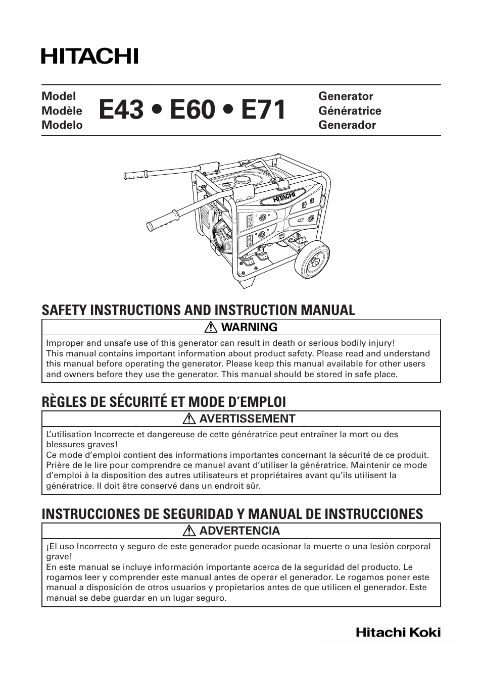 Hitachi E43 User Manual | 52 pages