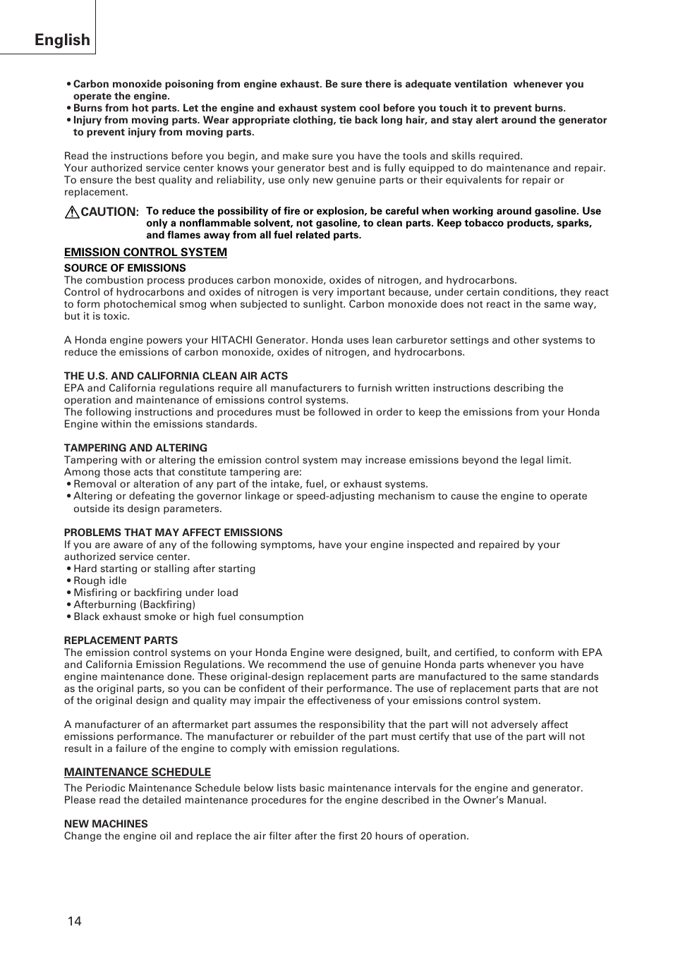 English | Hitachi E43 User Manual | Page 14 / 52