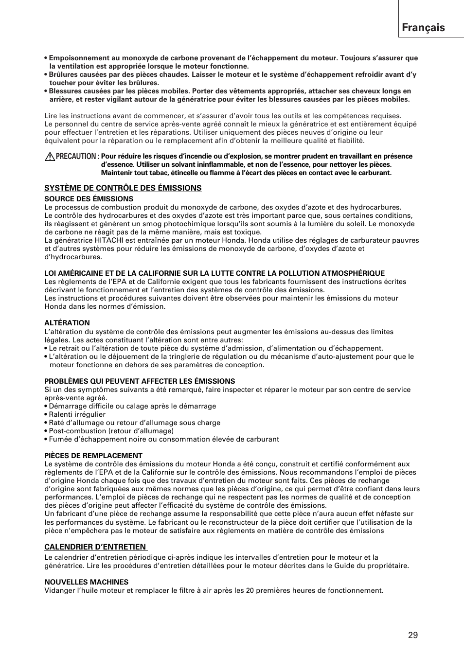Français | Hitachi E43 User Manual | Page 29 / 52