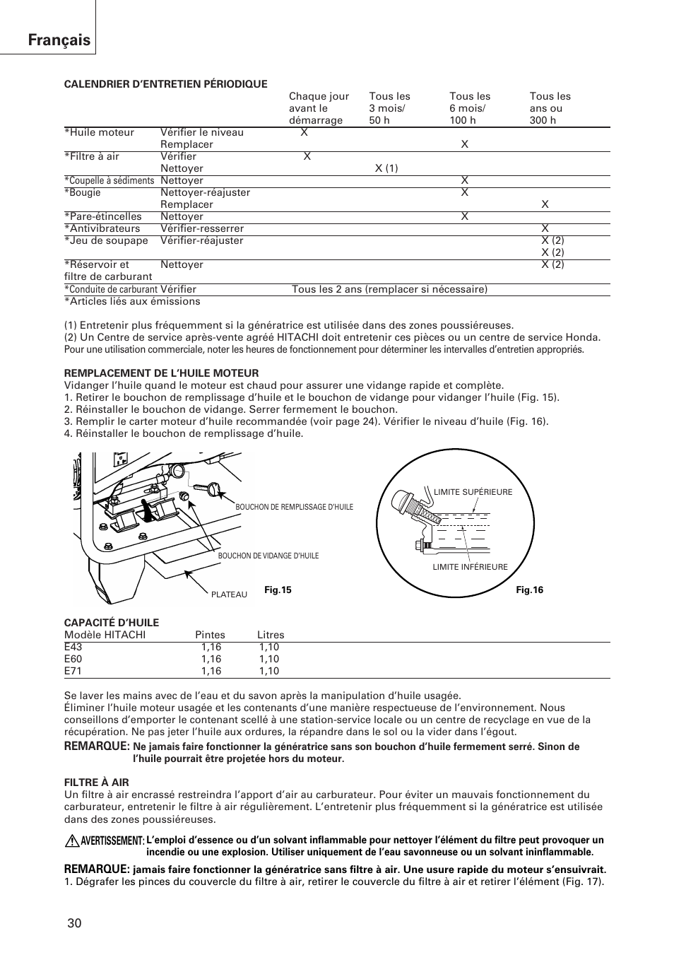 Français | Hitachi E43 User Manual | Page 30 / 52