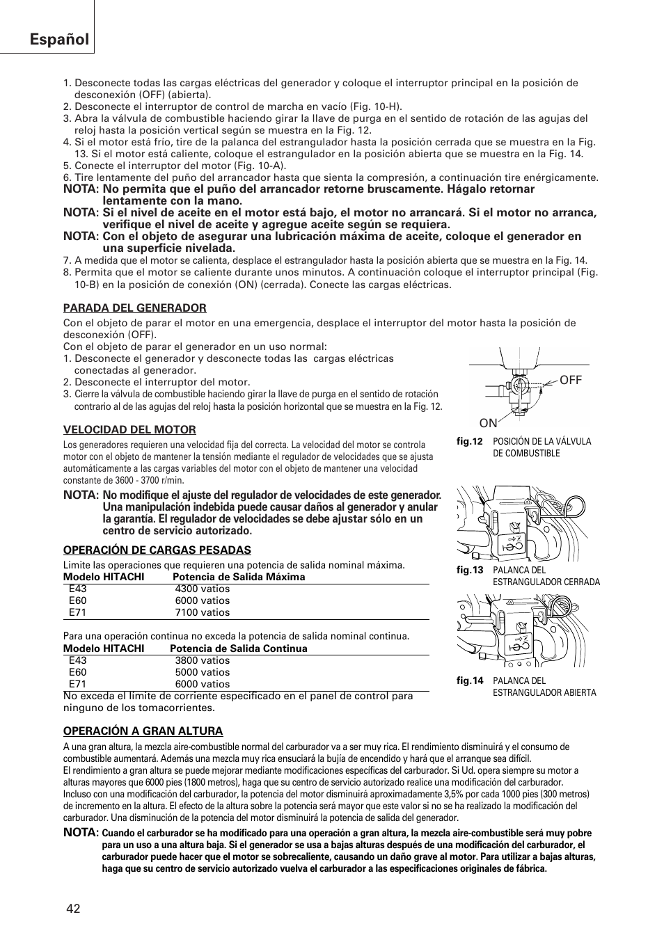Español | Hitachi E43 User Manual | Page 42 / 52