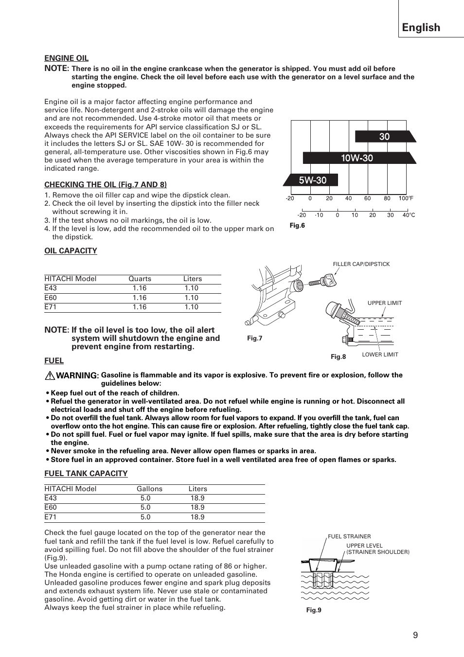 English | Hitachi E43 User Manual | Page 9 / 52