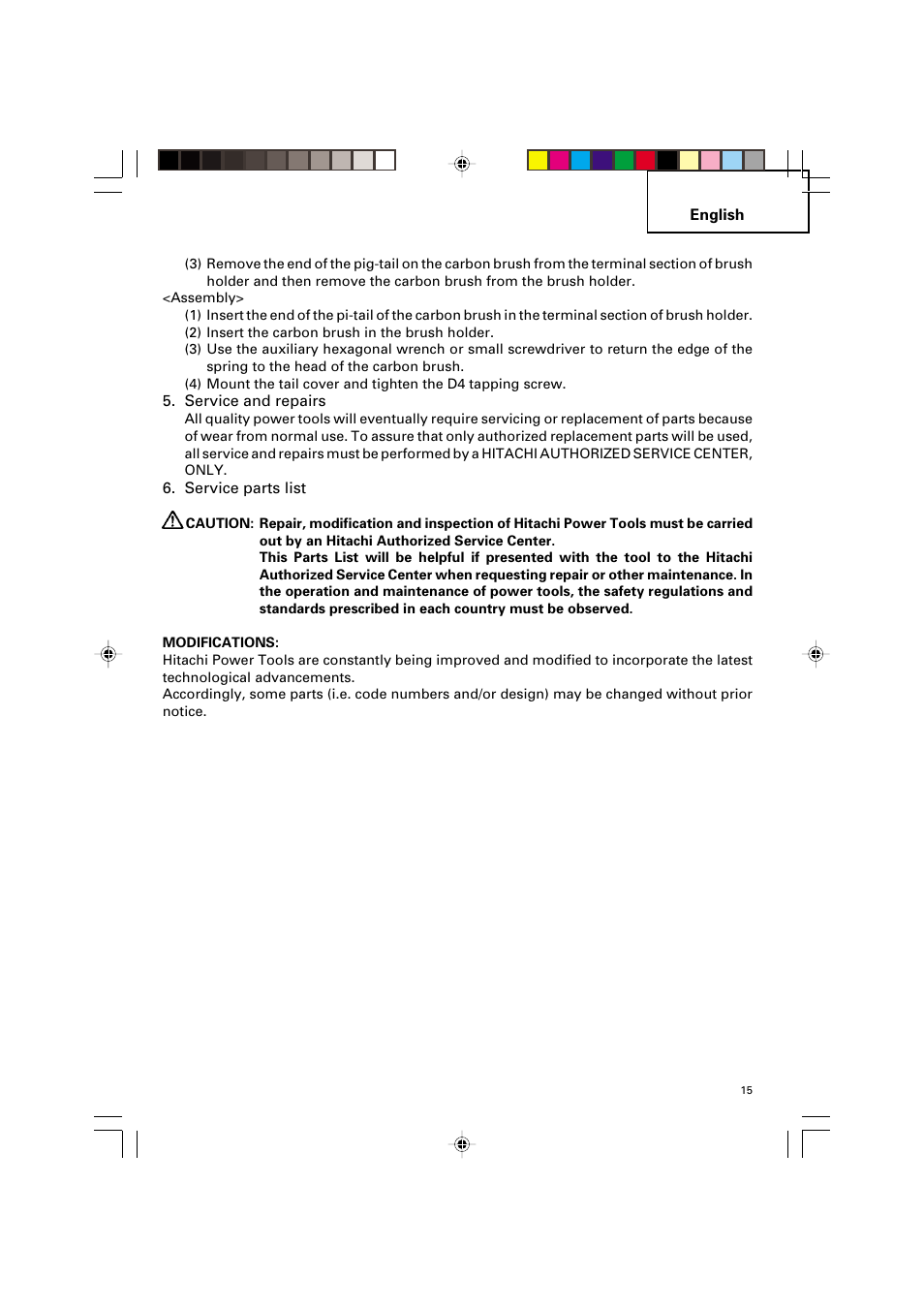 Hitachi G 12SA2 User Manual | Page 15 / 48