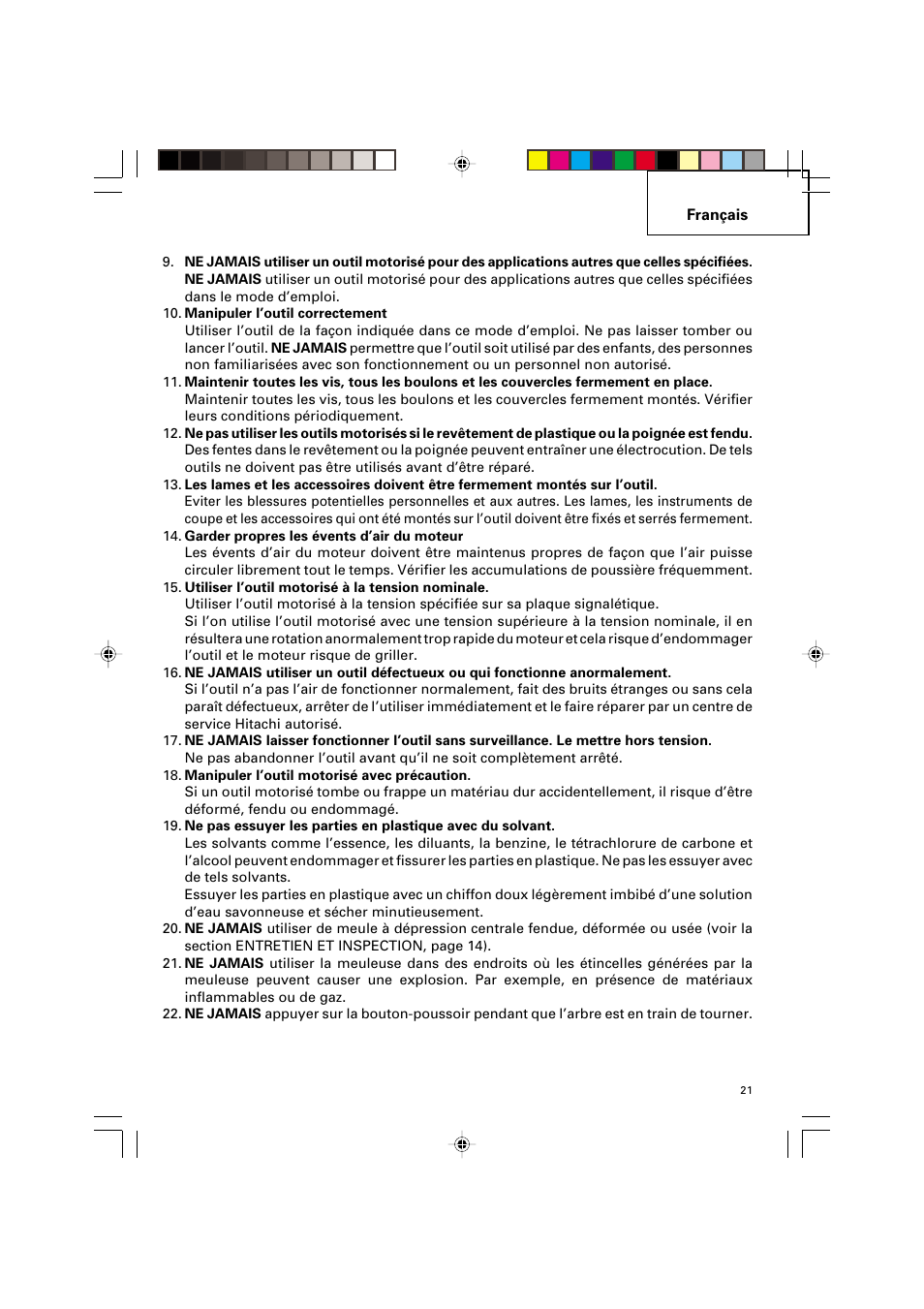 Hitachi G 12SA2 User Manual | Page 21 / 48