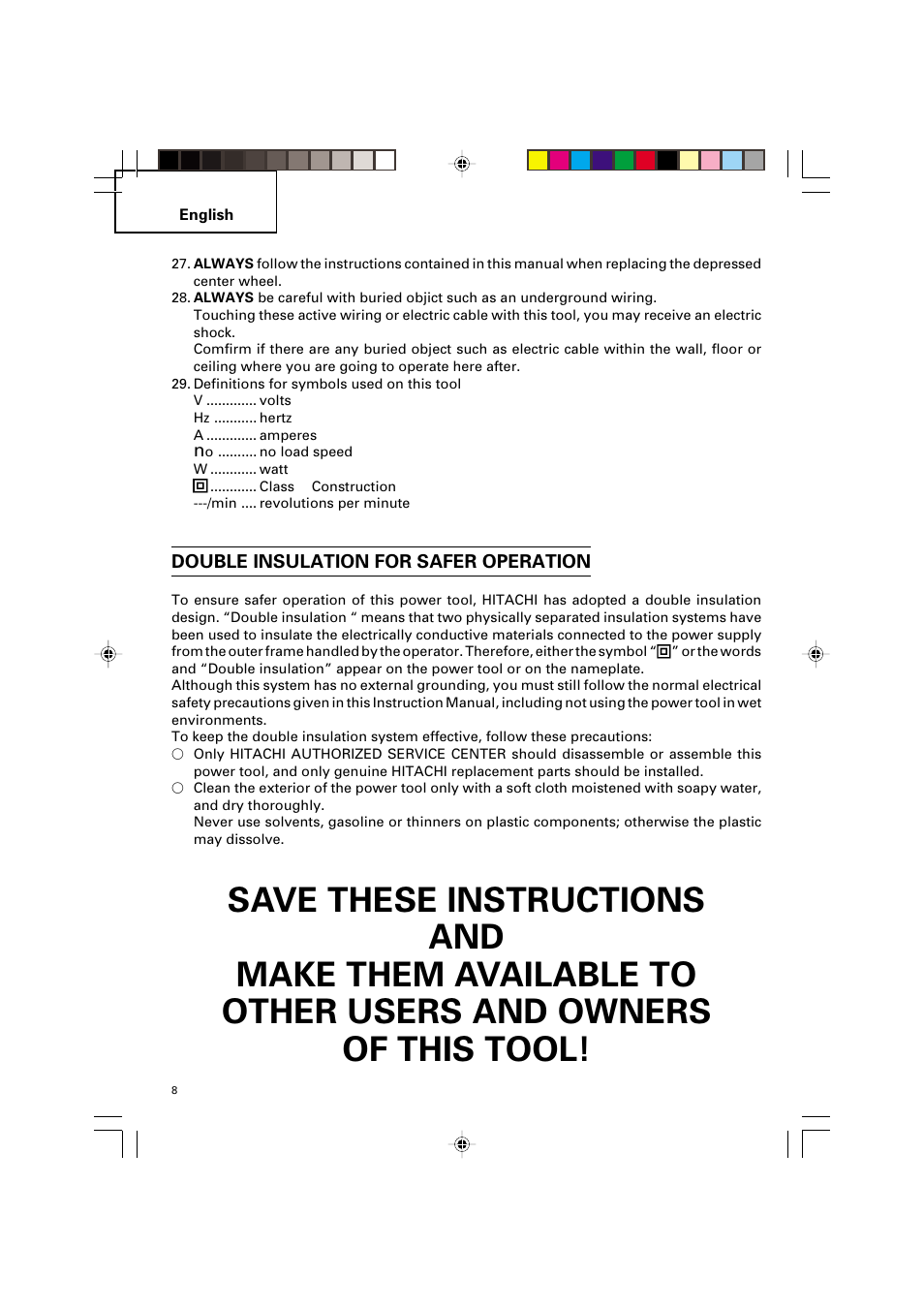 Hitachi G 12SA2 User Manual | Page 8 / 48