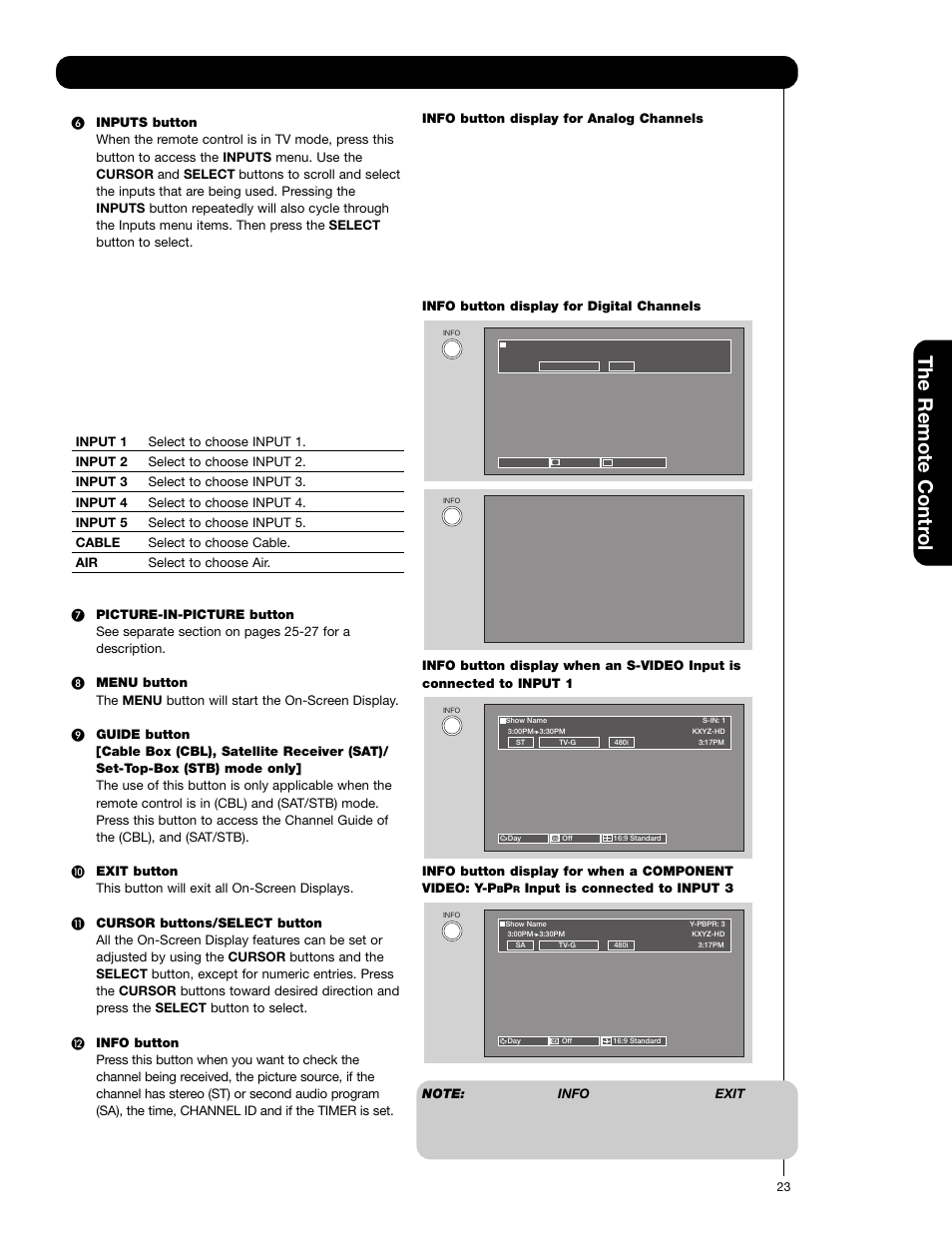 The remote contr ol | Hitachi 50C20 User Manual | Page 23 / 72