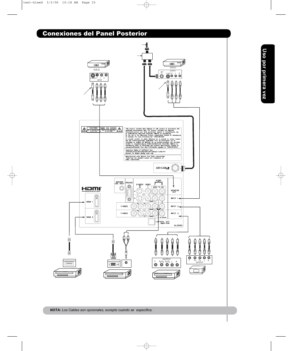 Conexiones del panel posterior | Hitachi P42H401 User Manual | Page 81 / 144