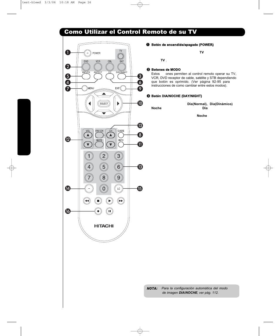 Como utilizar el control remoto de su tv | Hitachi P42H401 User Manual | Page 88 / 144