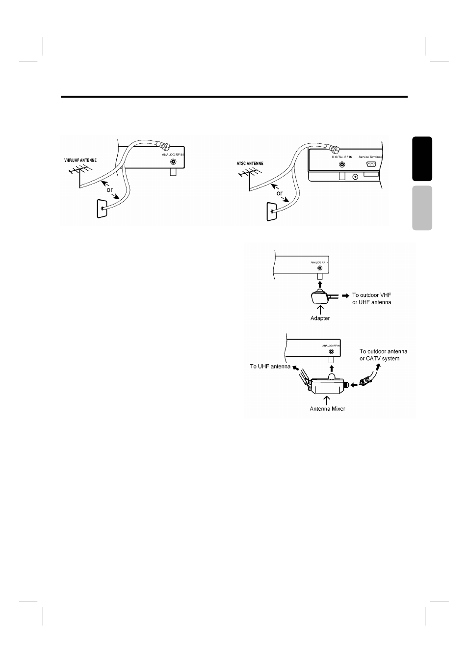 Antenna connections to rear panel jacks | Hitachi 42HDF39 User Manual | Page 12 / 50
