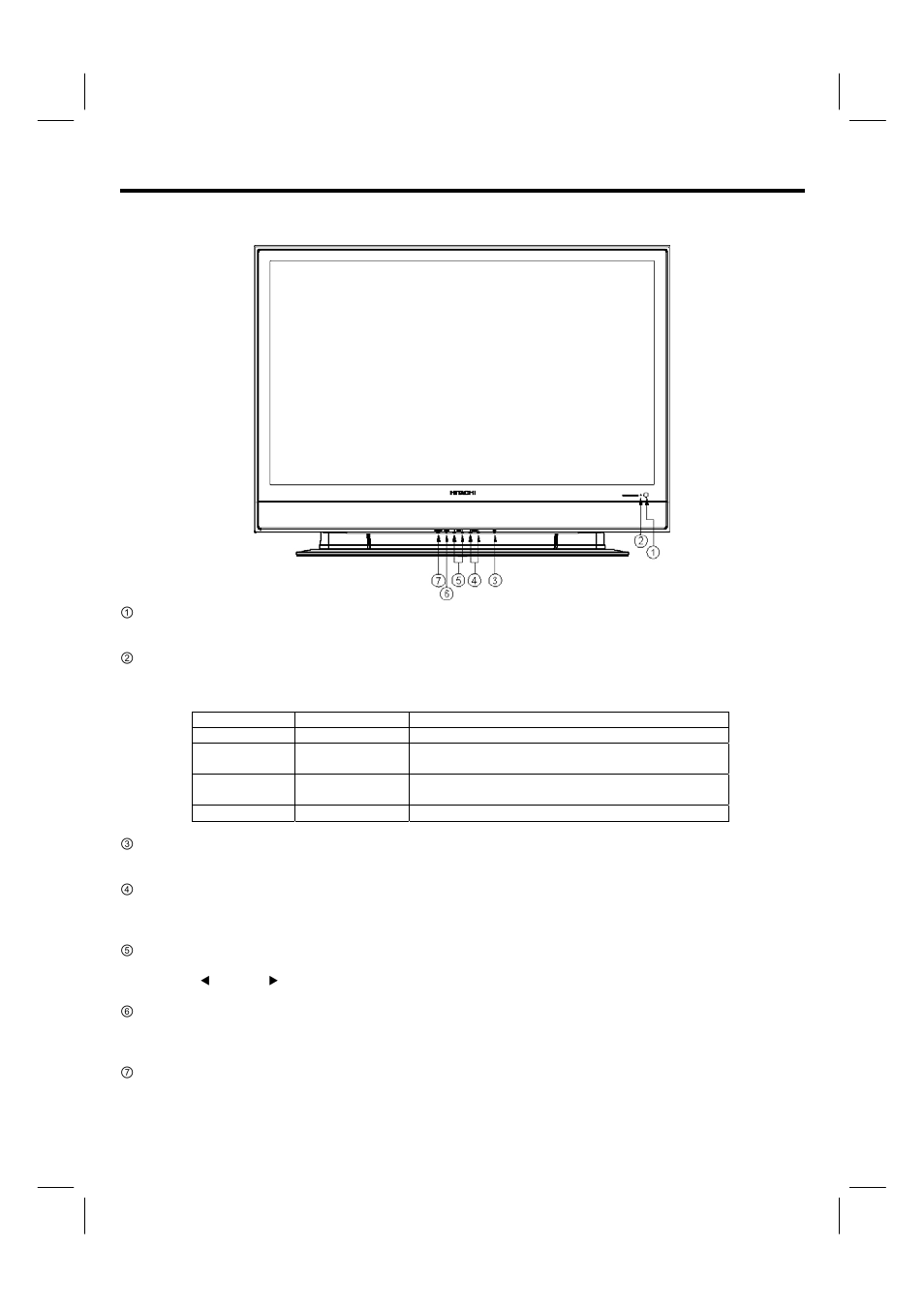 Front panel controls | Hitachi 42HDF39 User Manual | Page 13 / 50