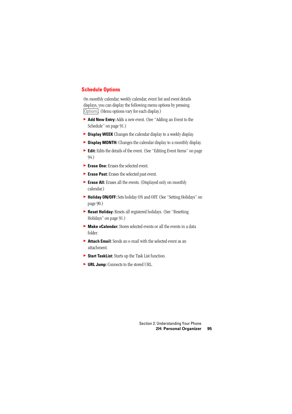 Schedule options | Hitachi SH-P300 User Manual | Page 104 / 455