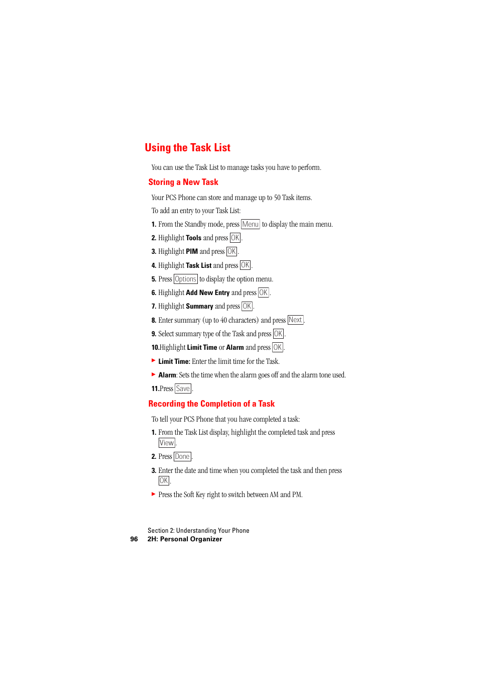 Using the task list | Hitachi SH-P300 User Manual | Page 105 / 455