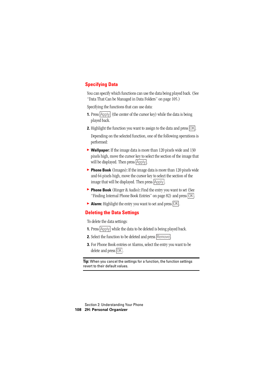 Specifying data deleting the data settings | Hitachi SH-P300 User Manual | Page 117 / 455