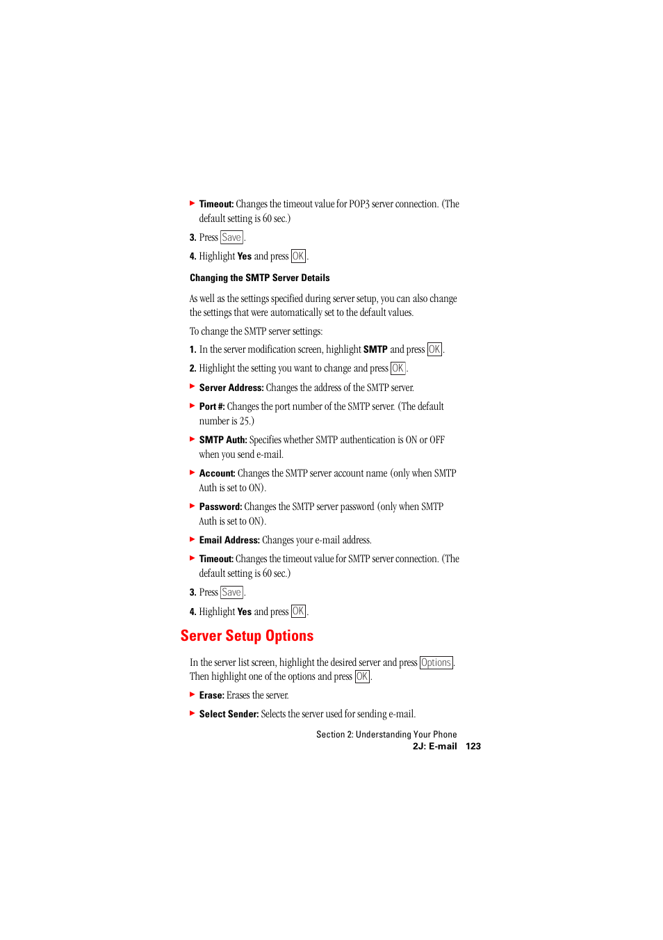 Server setup options, See “changing the smtp server | Hitachi SH-P300 User Manual | Page 132 / 455