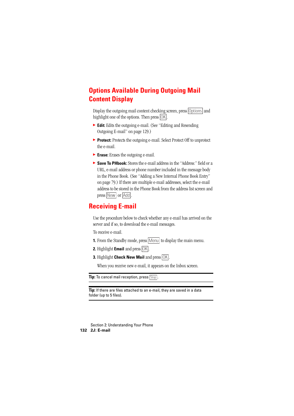 Receiving email, Receiving e-mail | Hitachi SH-P300 User Manual | Page 141 / 455