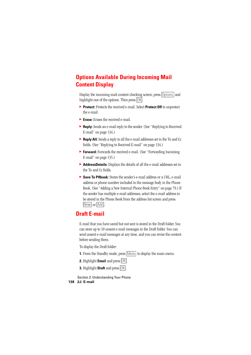 Draft email, Draft e-mail, See “draft | Hitachi SH-P300 User Manual | Page 147 / 455