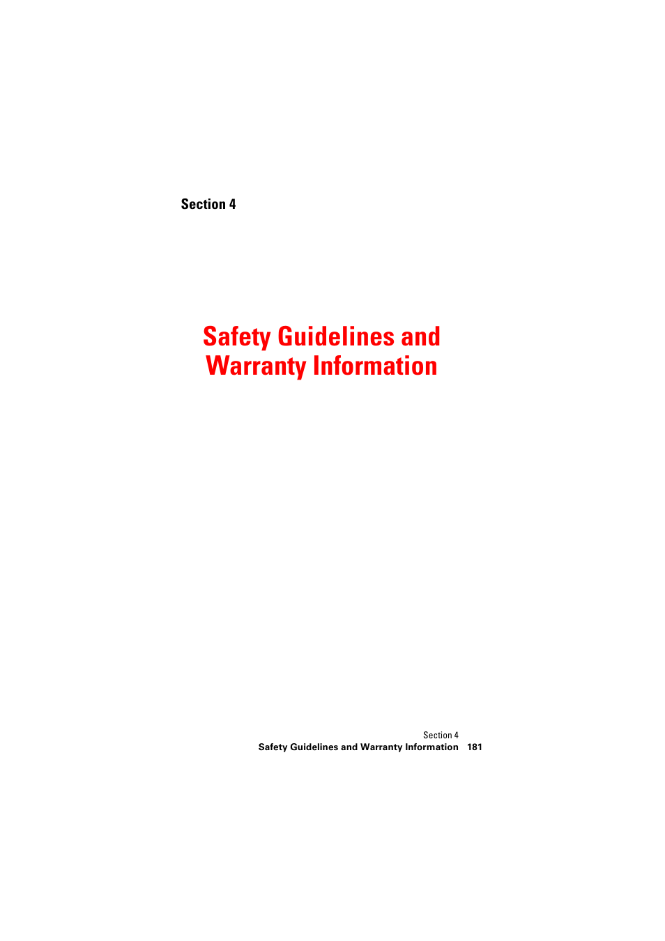 Section 4: safety guidelines and, Warranty information, Section 4 | Safety guidelines and warranty information | Hitachi SH-P300 User Manual | Page 190 / 455