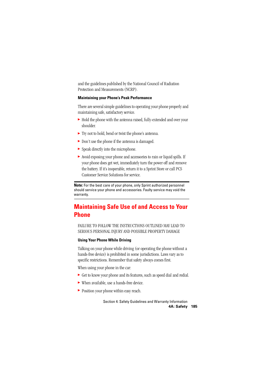 Maintaining safe use of and access to your phone | Hitachi SH-P300 User Manual | Page 194 / 455