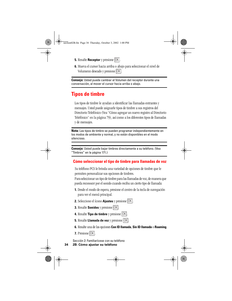 Tipos de timbre | Hitachi SH-P300 User Manual | Page 269 / 455