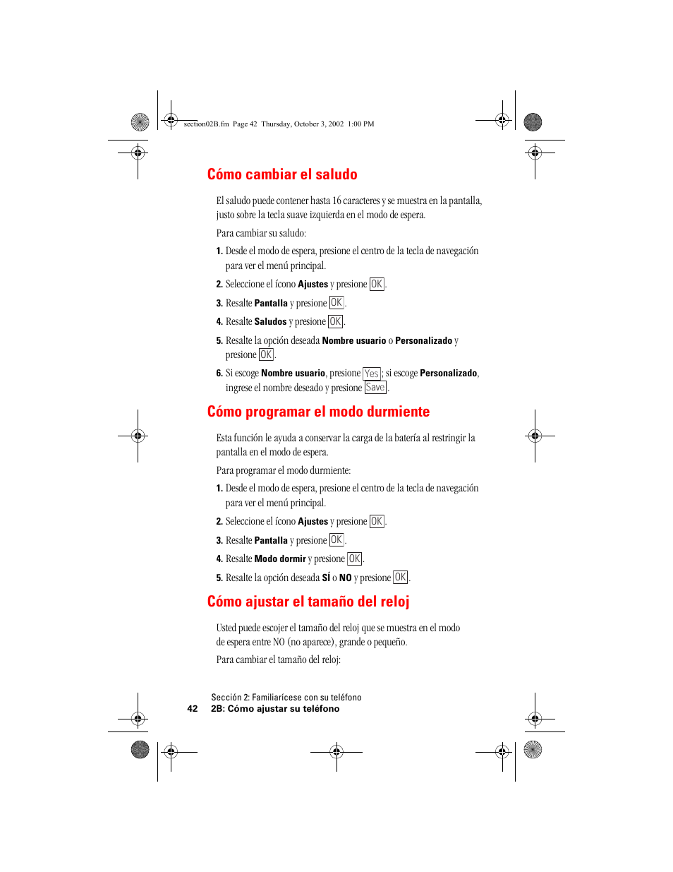 Cómo cambiar el saludo, Cómo programar el modo durmiente, Cómo ajustar el tamaño del reloj | Hitachi SH-P300 User Manual | Page 277 / 455