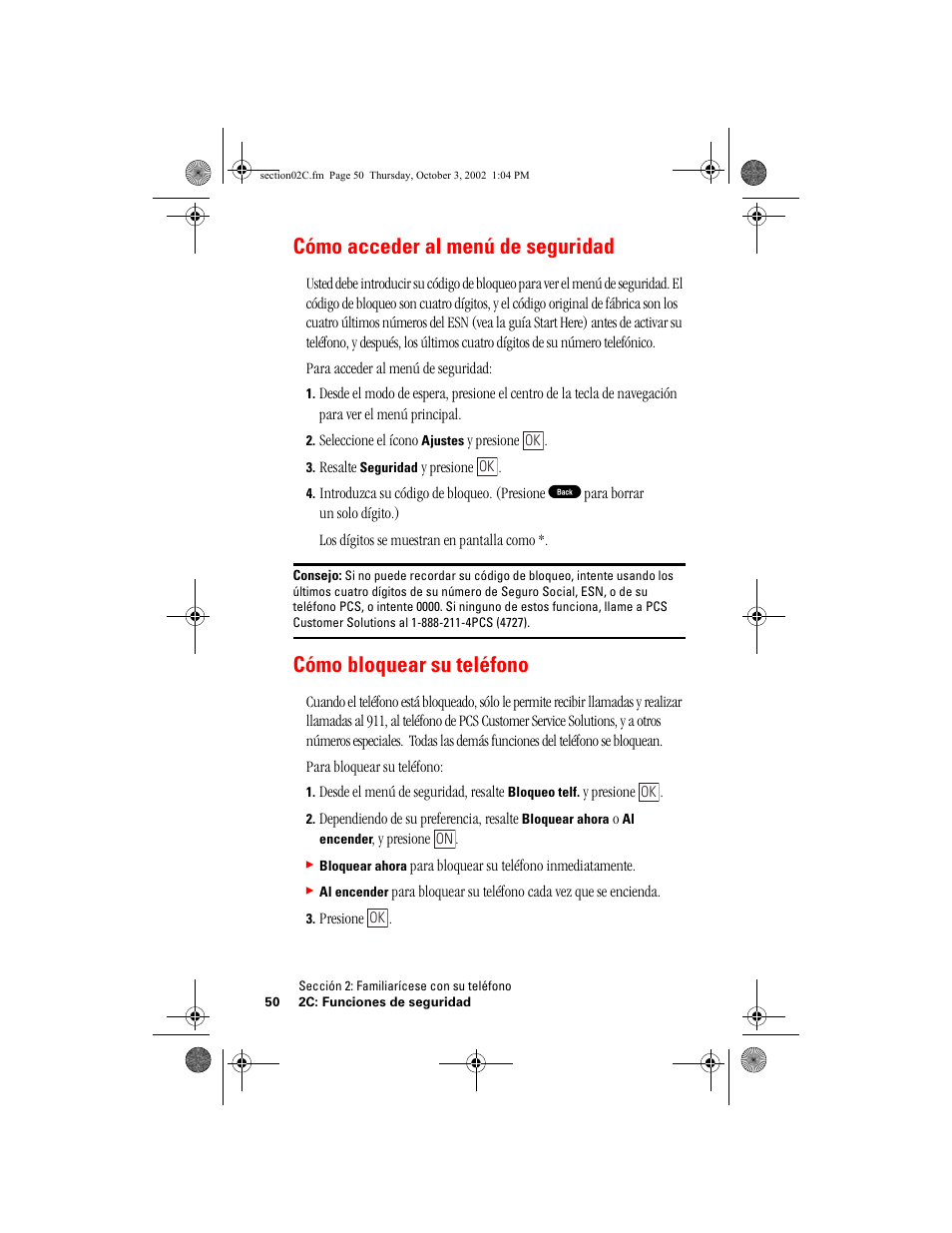 Cómo acceder al menú de seguridad, Cómo bloquear su teléfono | Hitachi SH-P300 User Manual | Page 285 / 455