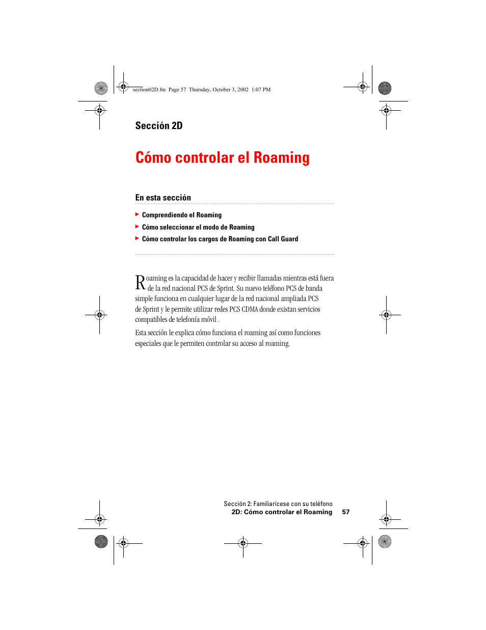 Cómo controlar el roaming, Sección 2d | Hitachi SH-P300 User Manual | Page 292 / 455