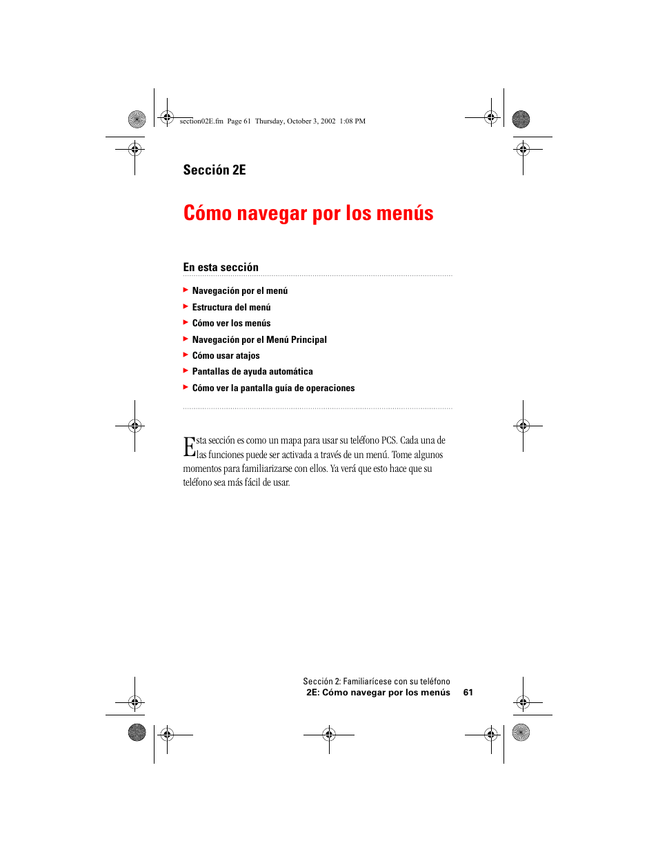 Cómo navegar por los menús, Sección 2e | Hitachi SH-P300 User Manual | Page 296 / 455