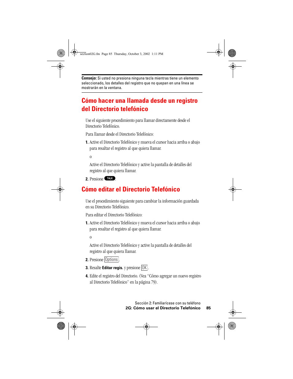 Cómo editar el directorio telefónico | Hitachi SH-P300 User Manual | Page 320 / 455