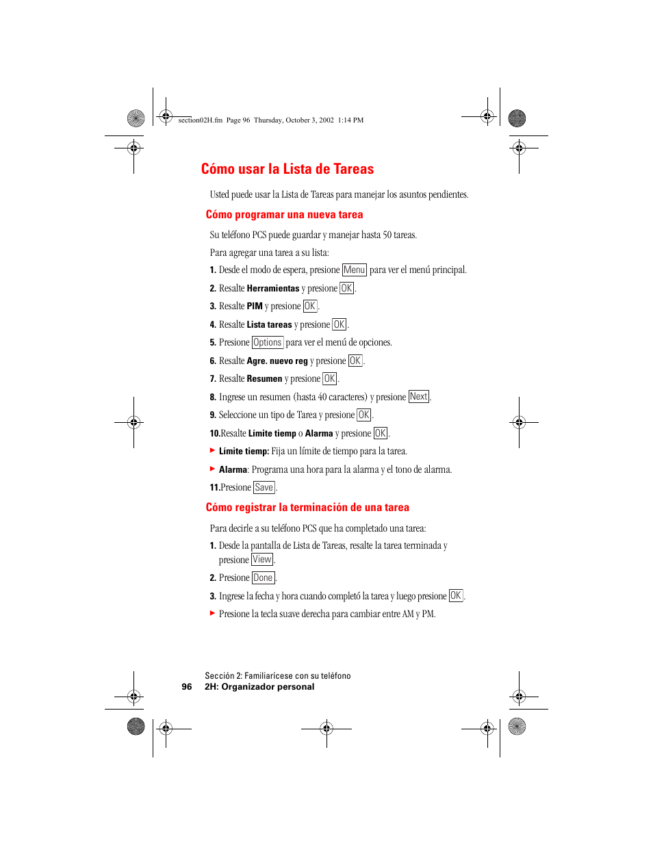 Cómo usar la lista de tareas | Hitachi SH-P300 User Manual | Page 331 / 455