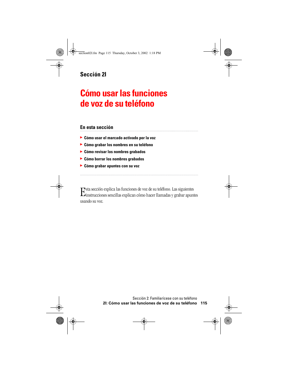 Cómo usar las funciones de voz de su teléfono, Sección 2i | Hitachi SH-P300 User Manual | Page 350 / 455