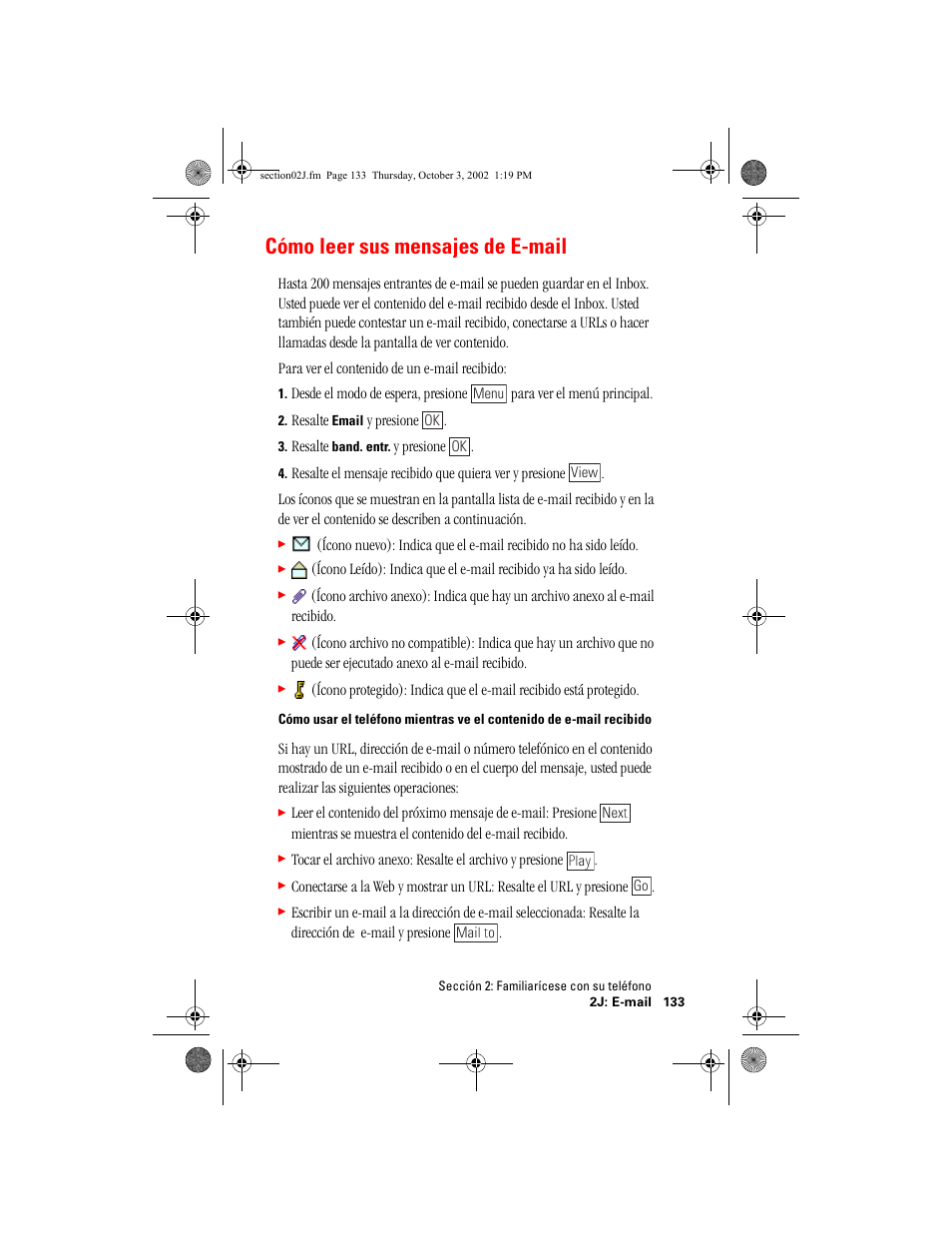 Cómo leer sus mensajes de email, Cómo leer sus mensajes de e-mail | Hitachi SH-P300 User Manual | Page 368 / 455