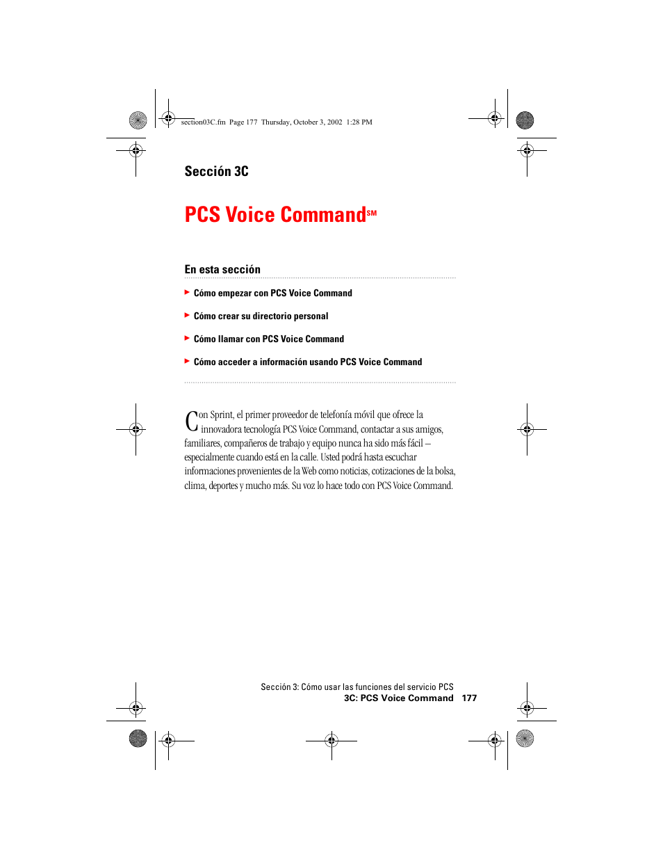 Pcs voice command, Sección 3c | Hitachi SH-P300 User Manual | Page 412 / 455