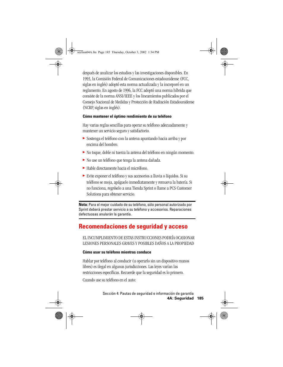 Recomendaciones de seguridad y acceso | Hitachi SH-P300 User Manual | Page 420 / 455