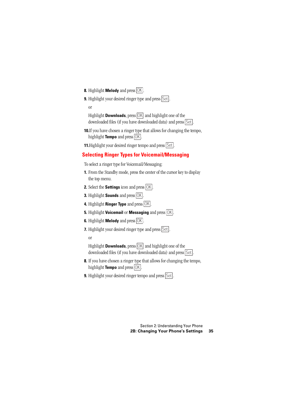 Selecting ringer types for voicemail/messaging | Hitachi SH-P300 User Manual | Page 44 / 455