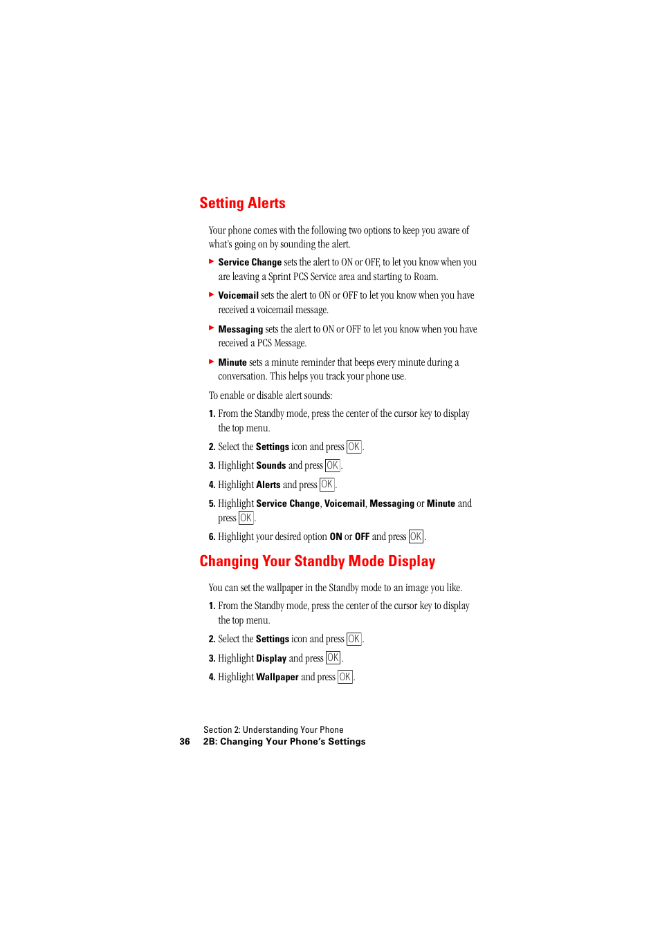 Setting alerts, Changing your standby mode display, Setting alerts changing your standby mode display | Hitachi SH-P300 User Manual | Page 45 / 455