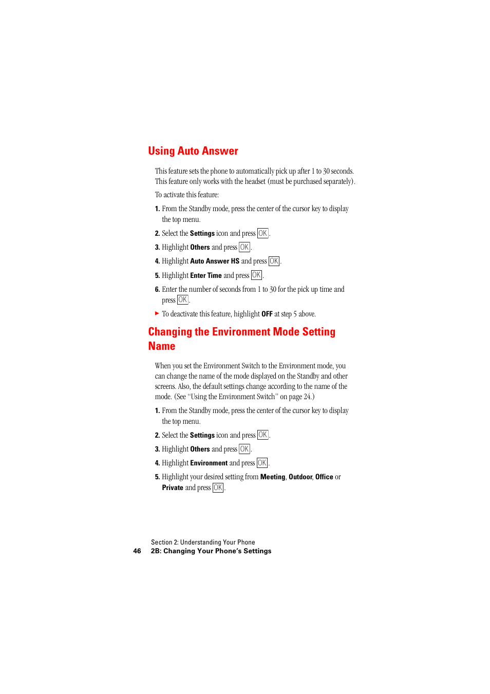 Using auto answer, Changing the environment mode setting name | Hitachi SH-P300 User Manual | Page 55 / 455